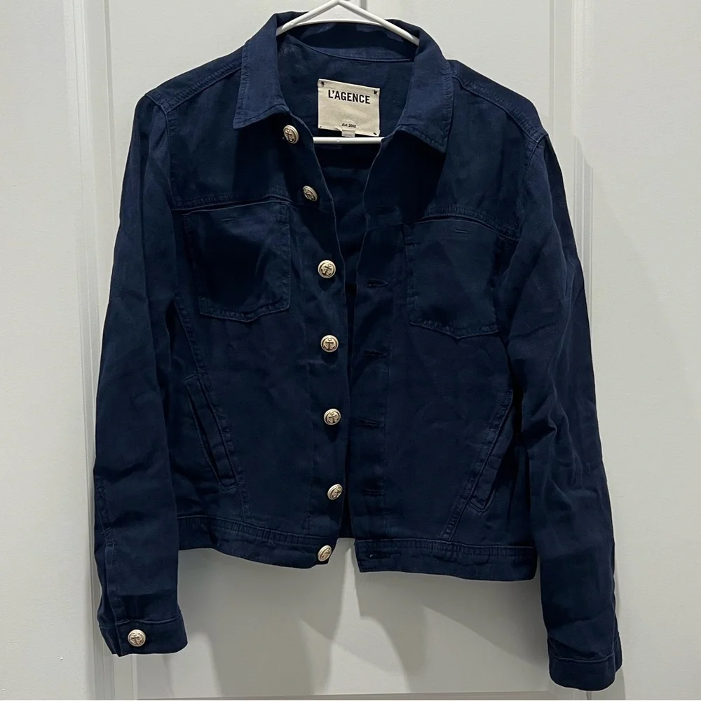 L’AGENCE Celine Linen Jacket -Marine